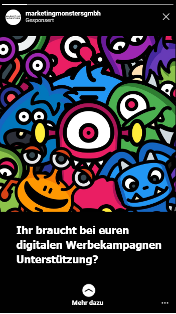 Anzeigebespiel Instagram Marketing Monsters
